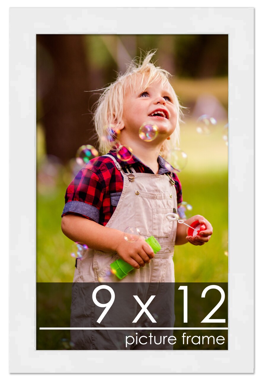 Photo Size Classic Modern White Frame - UV Acrylic, Foam Board Backing, Hanging Hardware